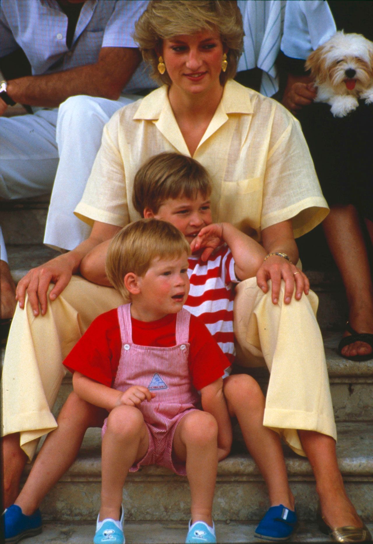 Prince William Prince Harry and Princess Diana on holiday in Majorca Spain