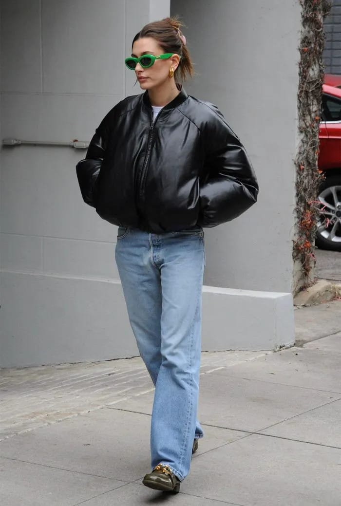 Celebs Can't Stop Wearing These 80s-Inspired Leather Bomber