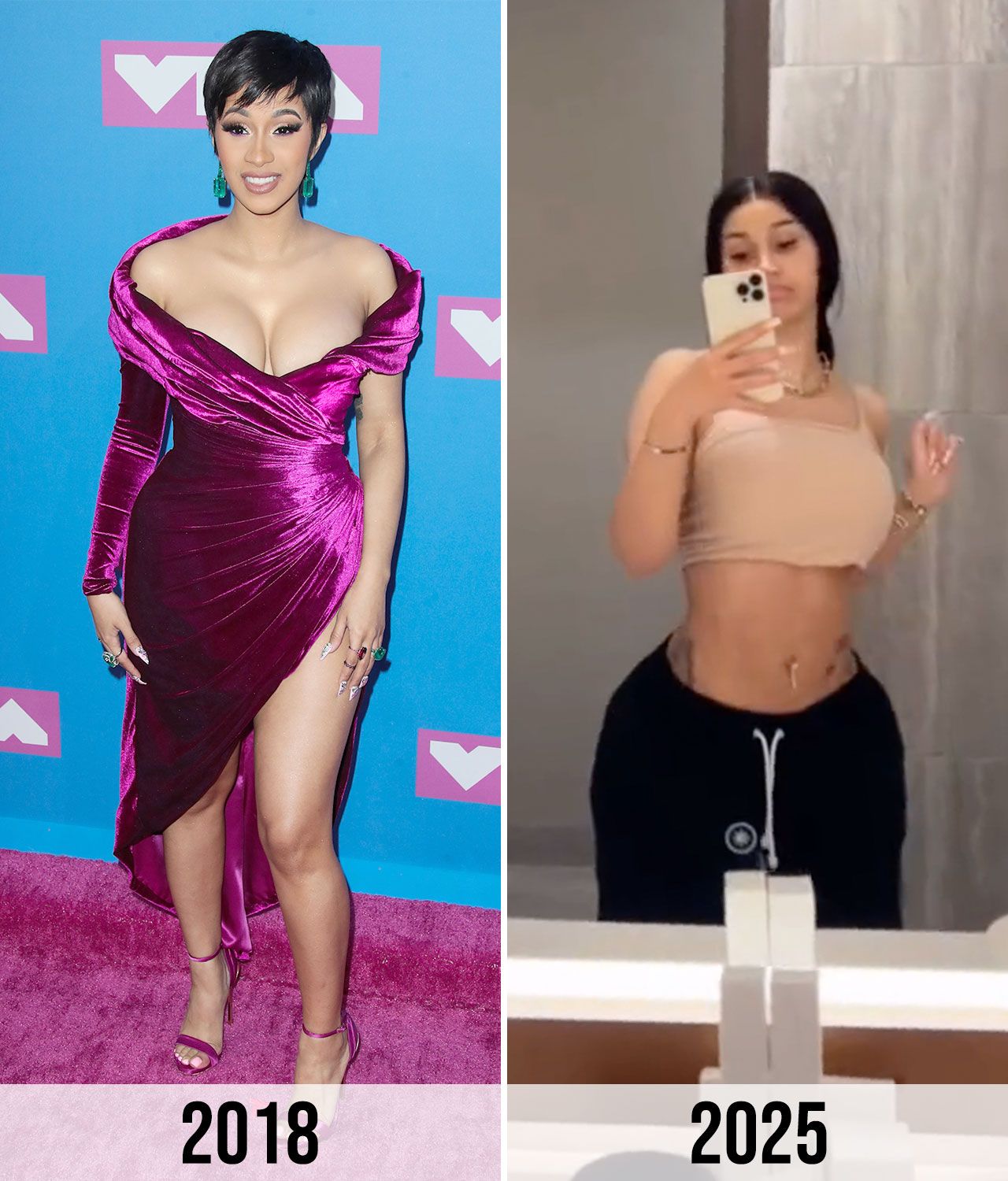 Cardi B weight loss 2018 vs 2025