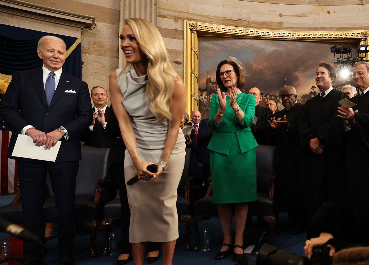Carrie Underwood Steals The Spotlight In A Draped Midi Dress During Donald  Trump's Inauguration As Fans React: 'You're A True Patriot' - SHEfinds