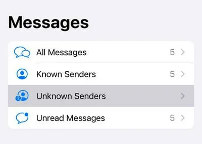 iphone-filter-unknown-sender