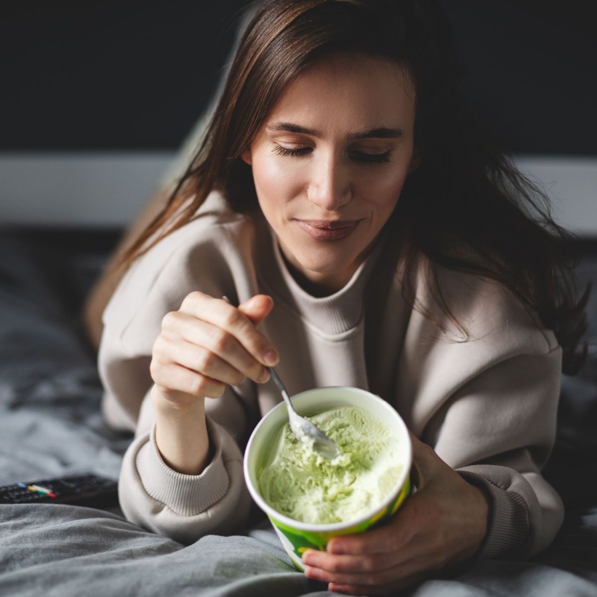 woman eating ice cream