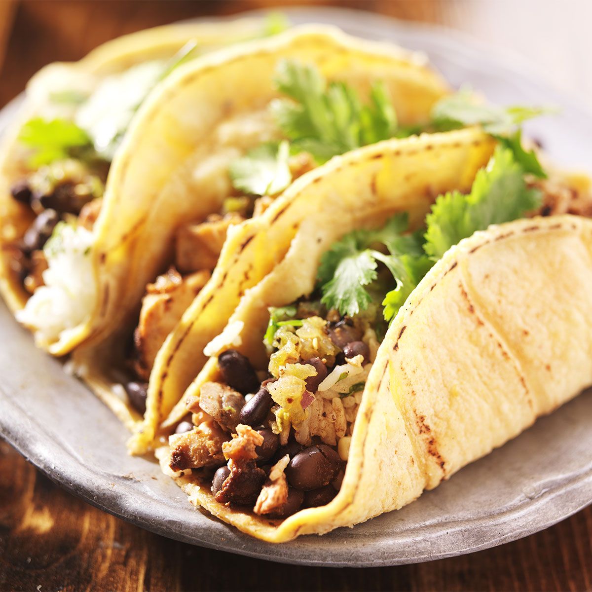 chicken and bean tacos