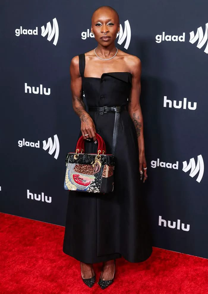 Cynthia Erivo GLAAD Media Awards 2025 Dior dress red carpet