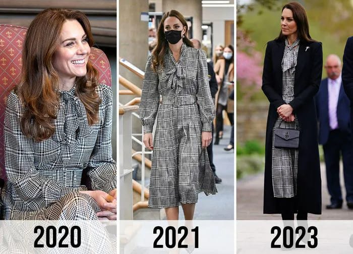 Kate-Middleton-wearing-Zara-houndstooth-tieneck-dress-in-2020-2021-2023