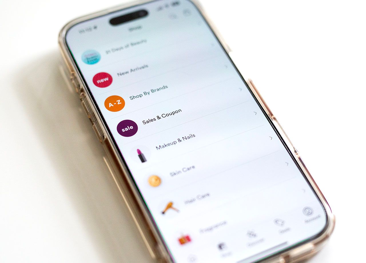 Ulta Beauty iPhone app categories