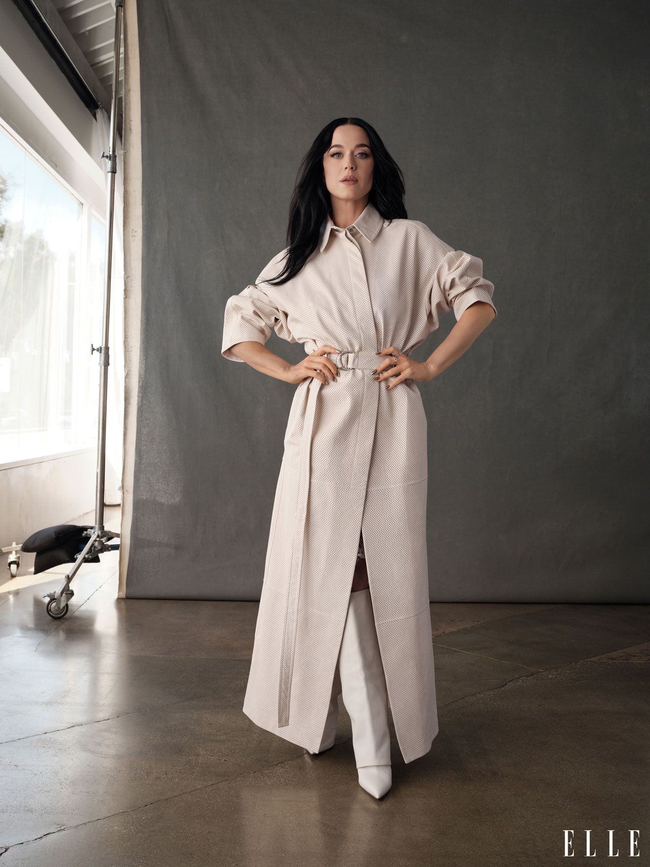 Elle Katy Perry belted coat