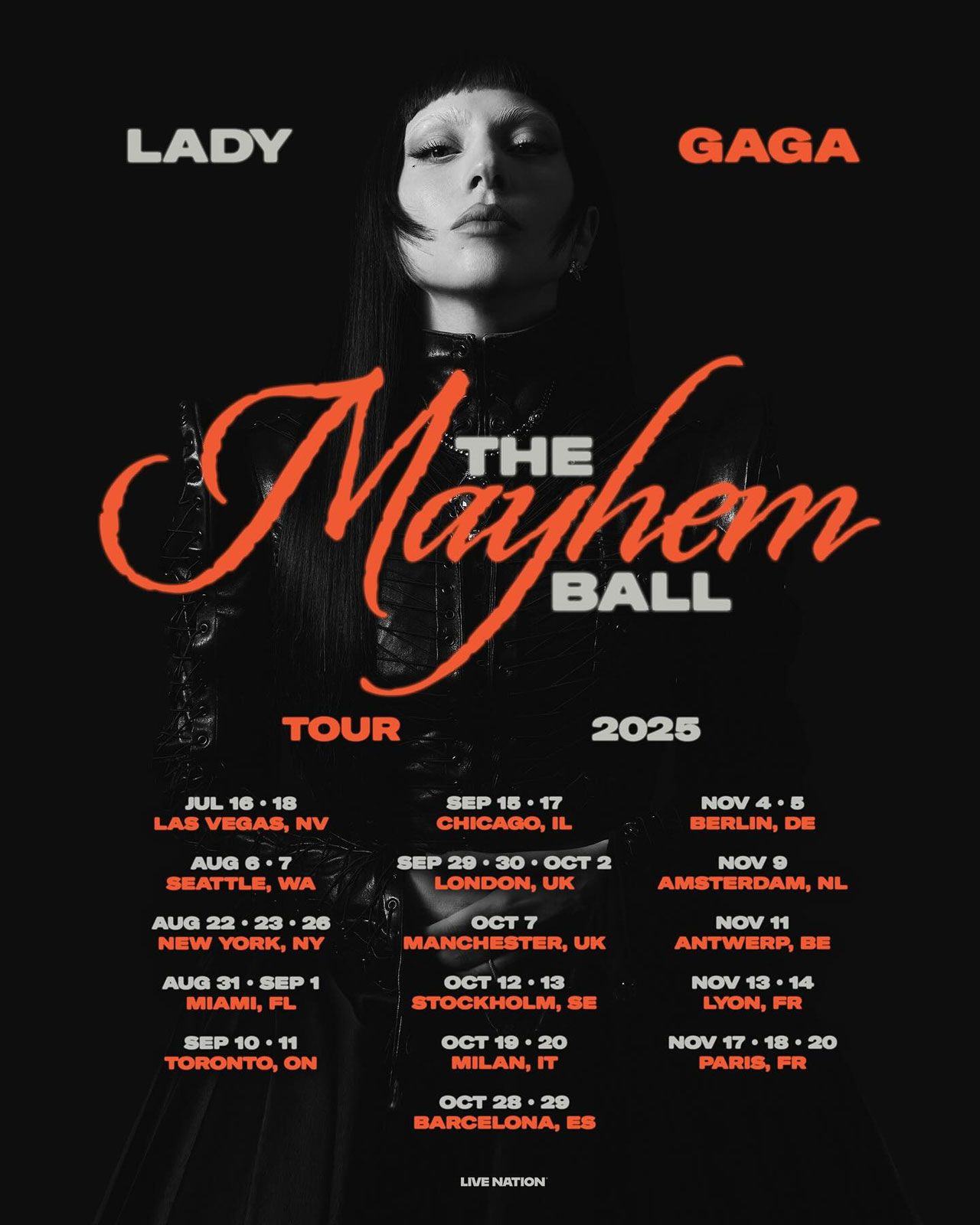 Lady Gaga Mayhem Ball Tour poster