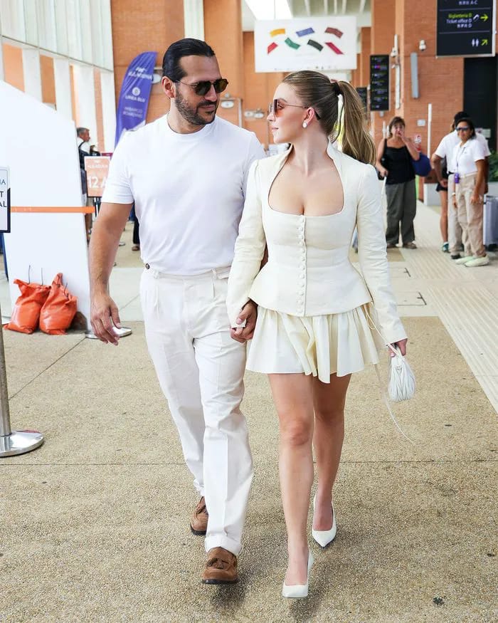 Sydney Sweeney and Jonathan Davino walk hand in hand in Venice