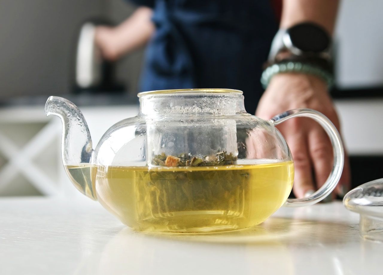 green tea in a pot