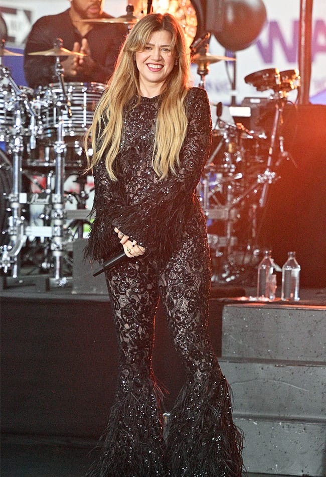 Kelly Clarkson wearing catsuit at the Today Show