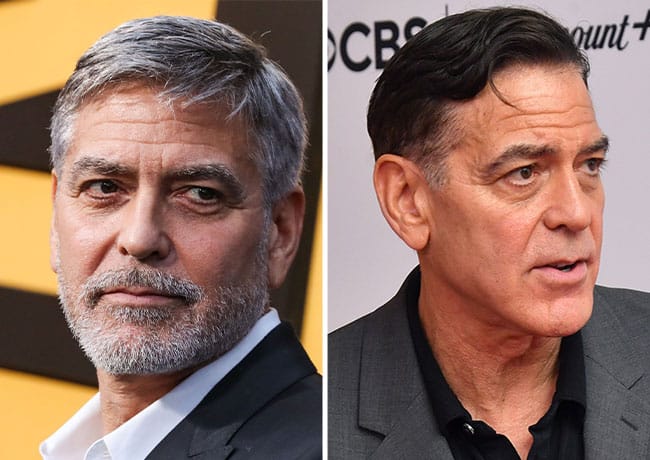 georgre clooney silver hair dyed hair