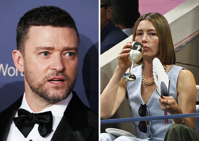 Justin Timberlake and Jessica Biel look upset