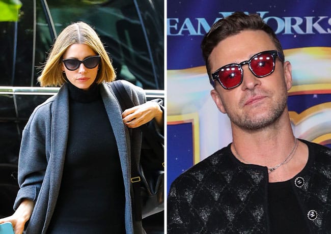 Justin Timberlake and Jessica Biel wearing sunglasses
