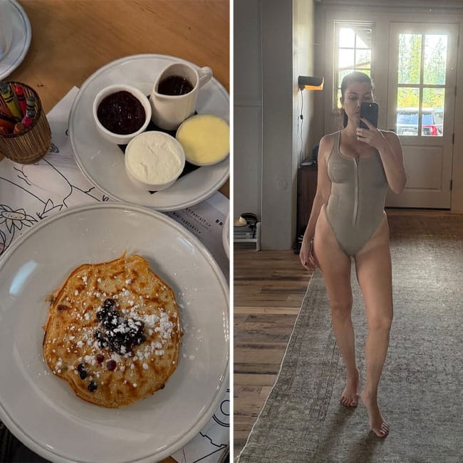 Kourtney Kardashian Instagram pancakes and mirror selfie
