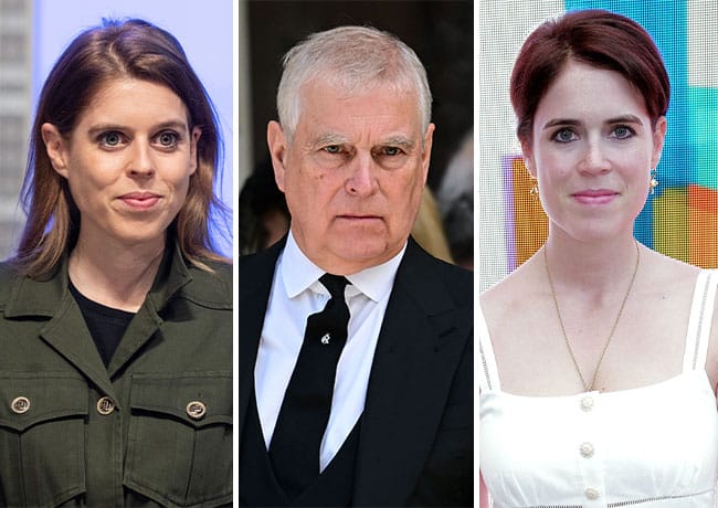 Prince Andrew and Princess Beatrice and Princess Eugenie