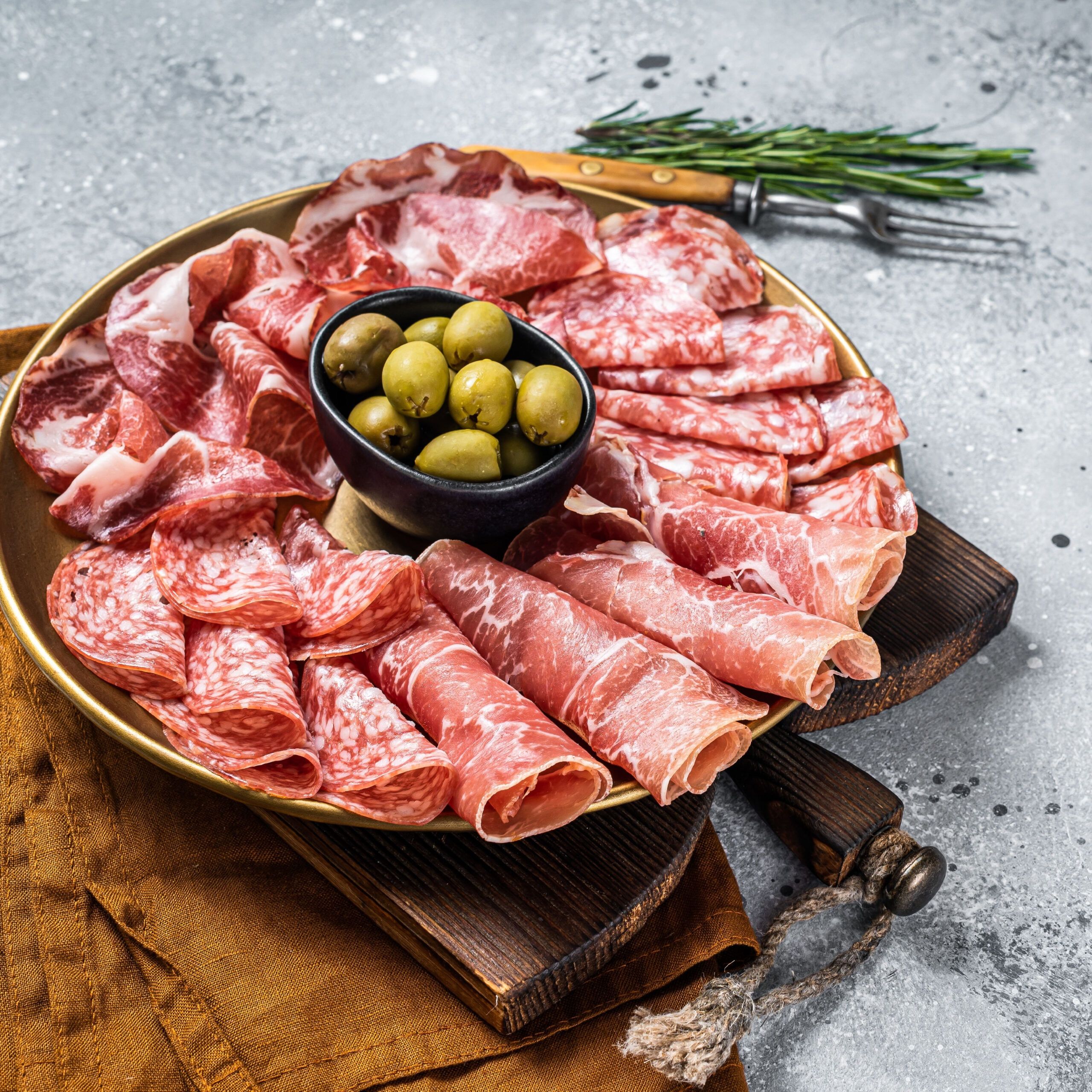 olives and charcuterie