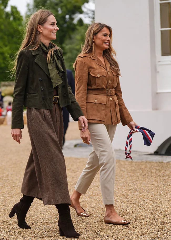 Kate Middleton and Melania Trump suede jackets Scouts UK