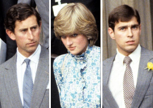 Princess Diana and Prince Andrew and Prince Charles