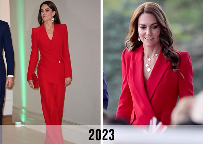 Kate Middleton red Alexander McQueen suit