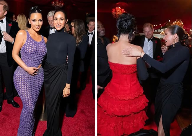 Kris Jenner and Kim Kardashian with Prince Harry and Meghan Markle