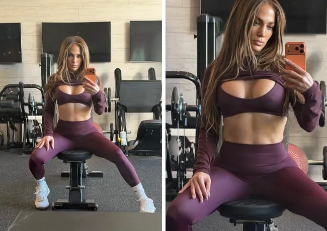 Jennifer Lopez Instagram workout selfies