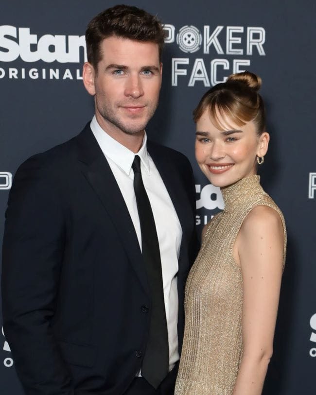 Liam Hemsworth and fiancee Gabriella Brooks Poker Face premiere