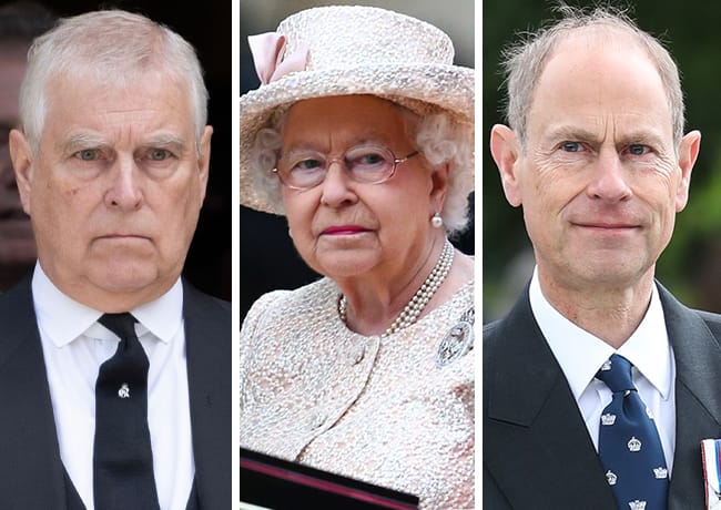 Queen Elizabeth and Prince Andrew and Prince Edward