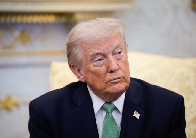 Donald Trump speaks to press