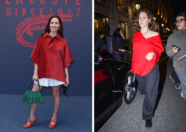Aubrey Plaza hiding baby bump Paris Fashion Week