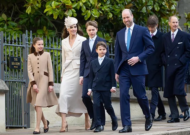 Prince and Princess of Wales with Prince George Princess Charlotte and Prince Louis Easter Sunday 2026