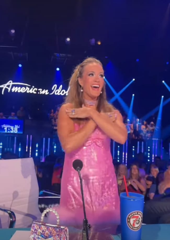 Carrie Underwood on American Idol pink dress