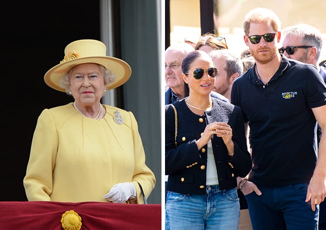 The Queen with Prince Harry and Meghan Markle