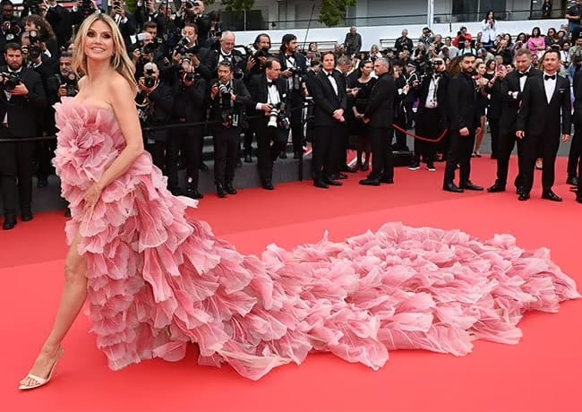 Heidi Klum Almost Breaks Cannes Film Festival Dress Code By Wearing A Semi- Sheer Corset & Skirt - SHEfinds