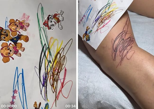 Rihanna tattoo designed by her babies