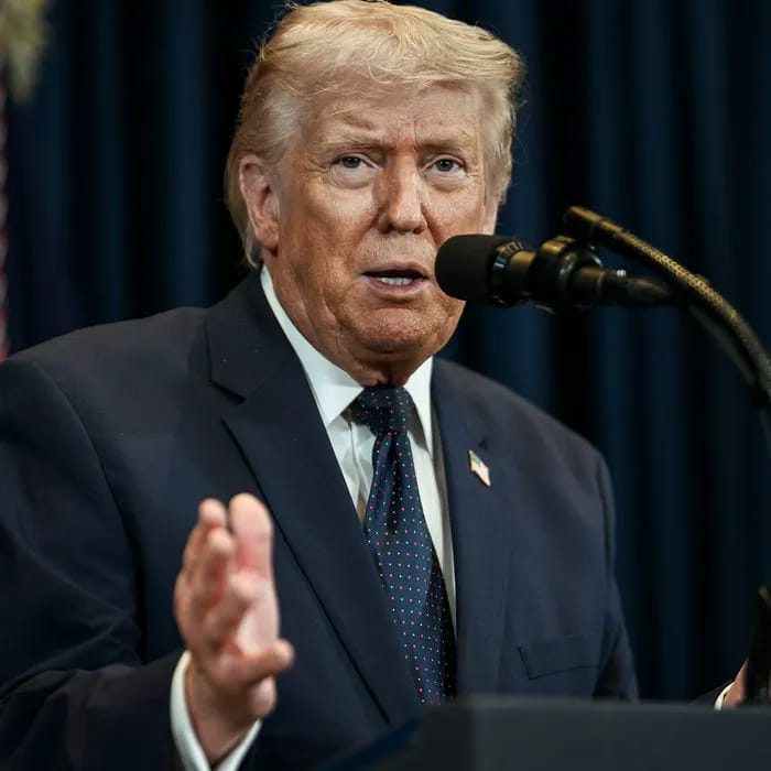 Donald Trump delivers remarks at a press conference.