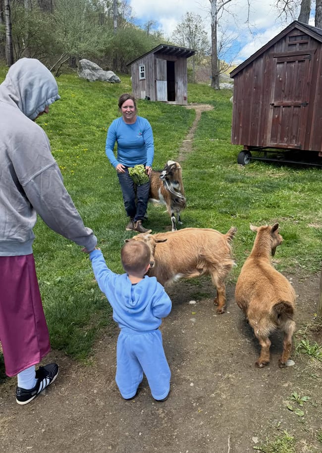 Justin Bieber and son Jack on farm with goats
