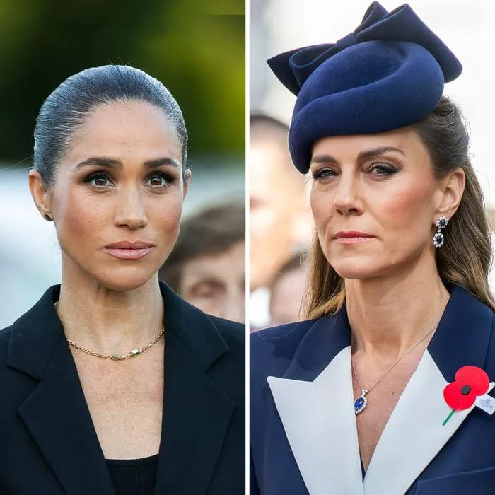 Meghan Markle and Kate Middleton sharing a moment together.