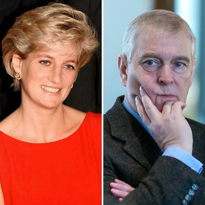 Princess Diana with Prince Andrew in a classic photo.