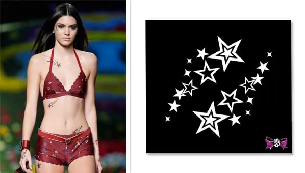 Kendall Jenner flaunting her tattoo in a photo.