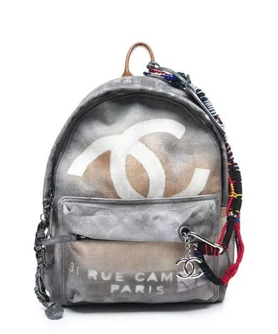 Chanel Runway Grey Graffiti Backpack Image from SHEfinds