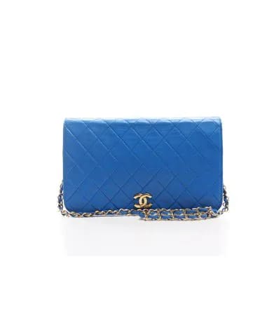 Chanel Blue Lambskin Full Flap Bag Image from SHEfinds