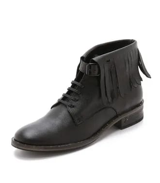 Freda Salvador Stone Laceup Fringe Booties Freda's contemporary fashion piece presented in an appealing style.