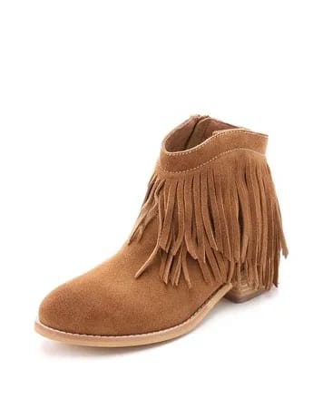 Jeffrey Campbell Chafee Suede Fringe Booties Jeffrey Campbell's unique footwear design featured in a stylish context.