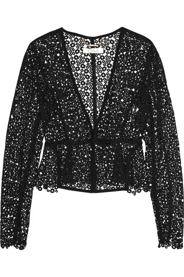Chloé Cotton Blend Guipure Lace Jacket