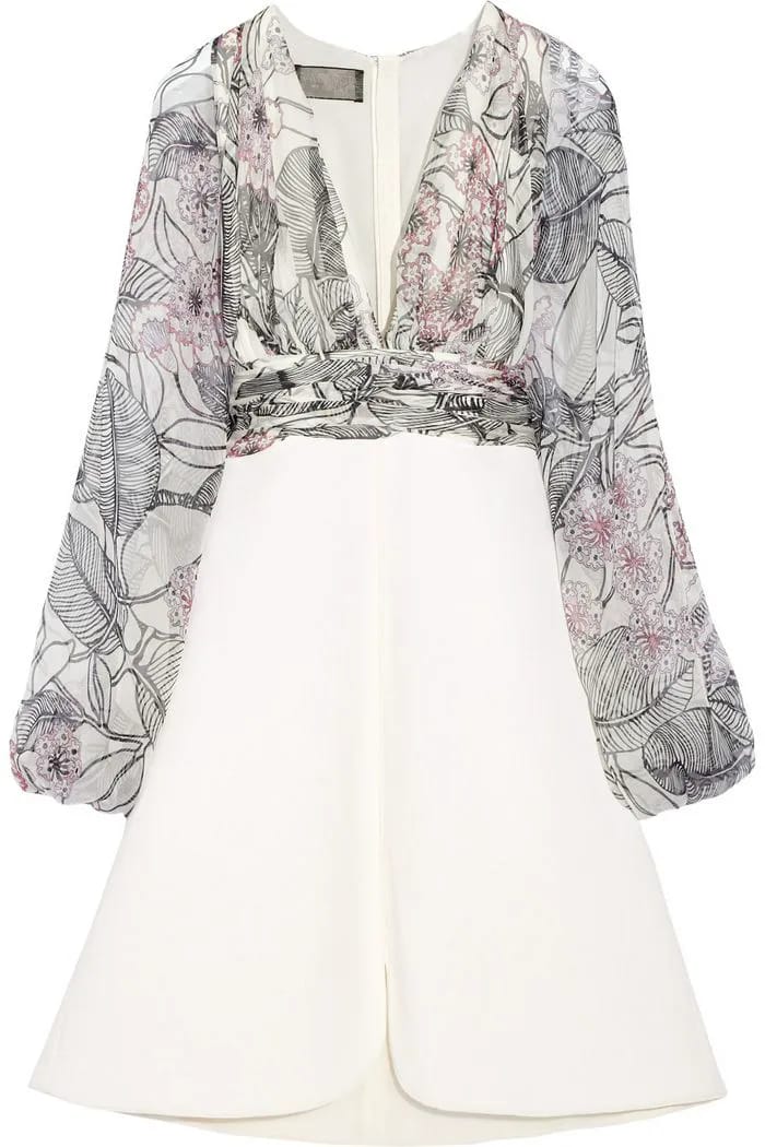 Giambattista Valli Printed Silk Georgette and Crepe Mini Dress