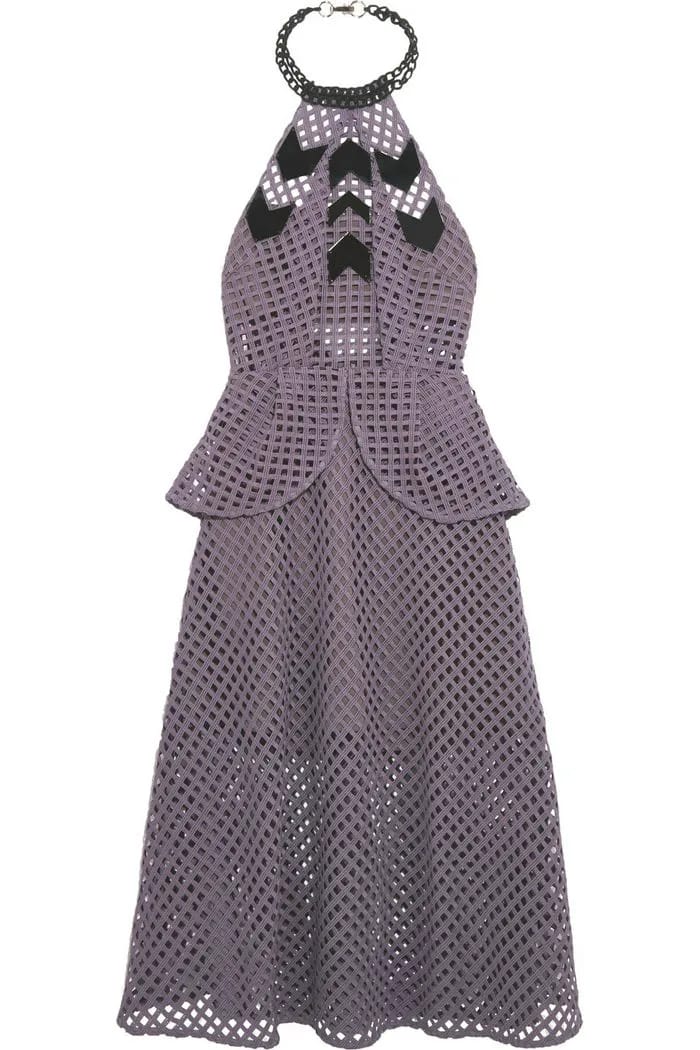 Self-Portrait Embellished Mesh Peplum Dress