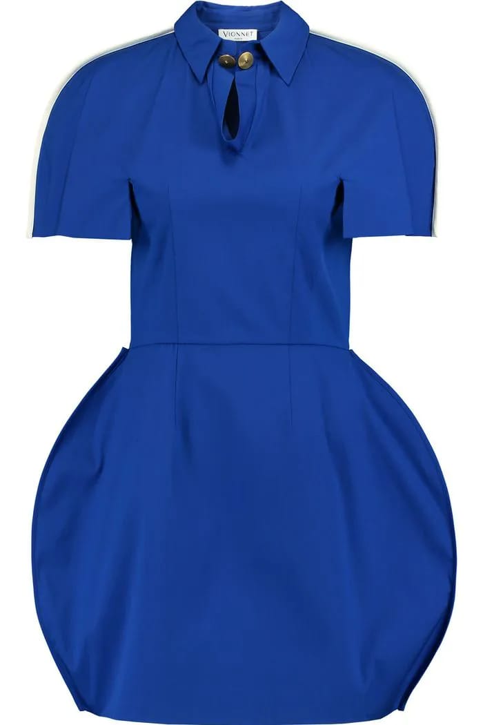 Vionnet Leather Trimmed Stretch Cotton Blend Mini Dress