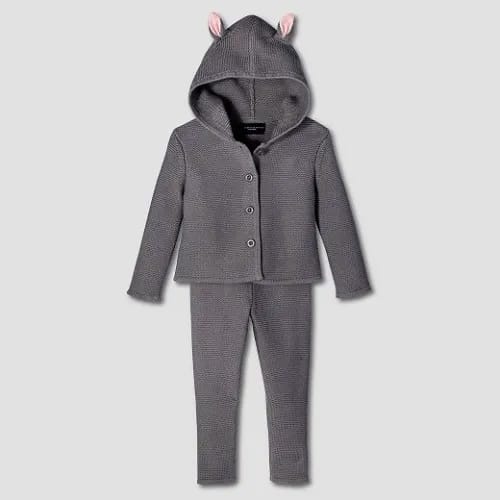 toddler girls' dark Grey Bunny Jacket and pant sweater set victoria beckham for target