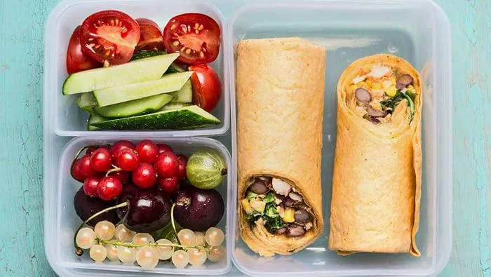 "Healthy packed lunch with vegetables"